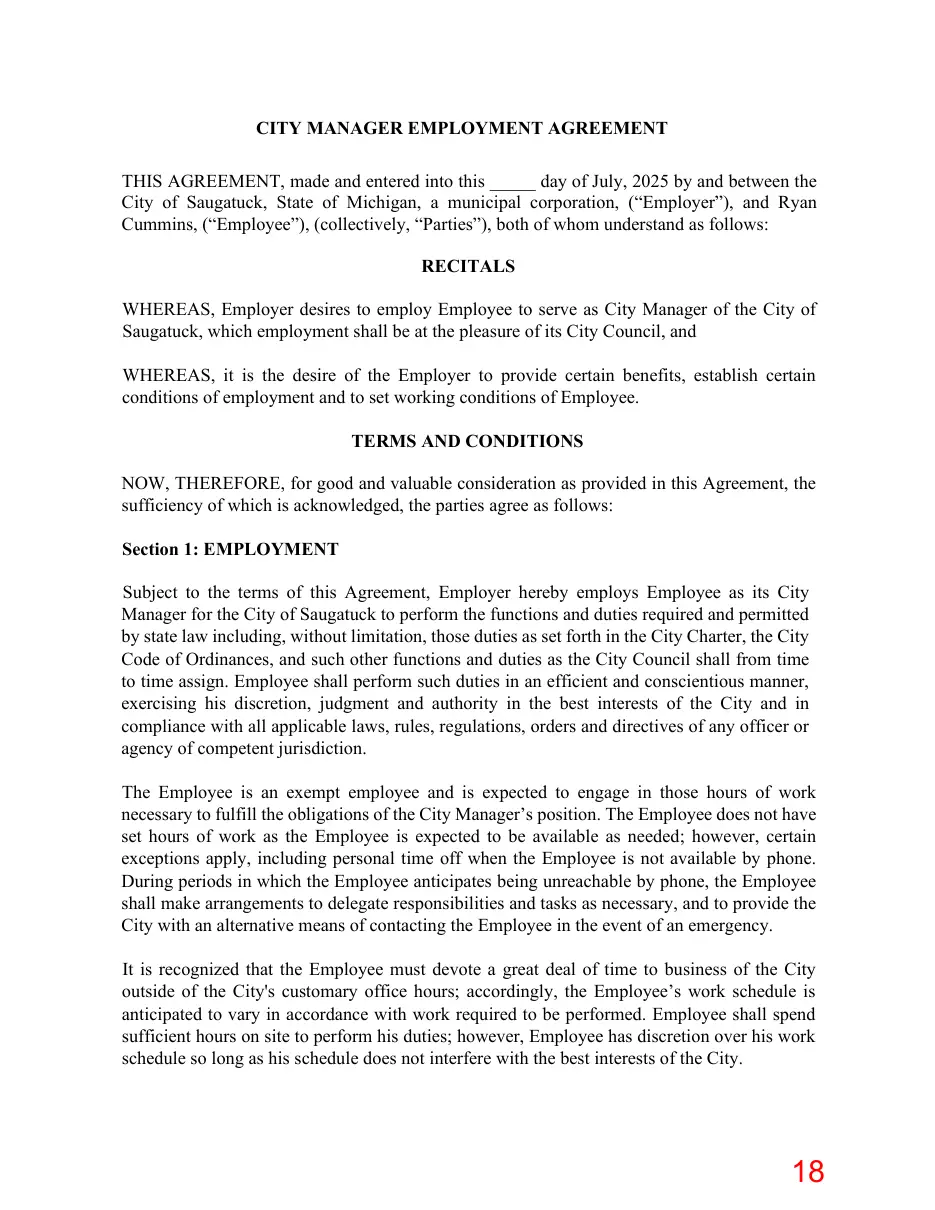 Page 18 of the packet; its text follows