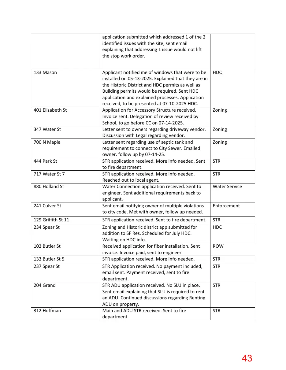 Page 43 of the packet; its text follows