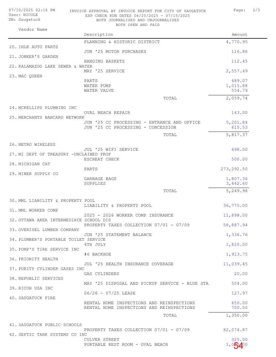 Page 54 of the packet; its text follows