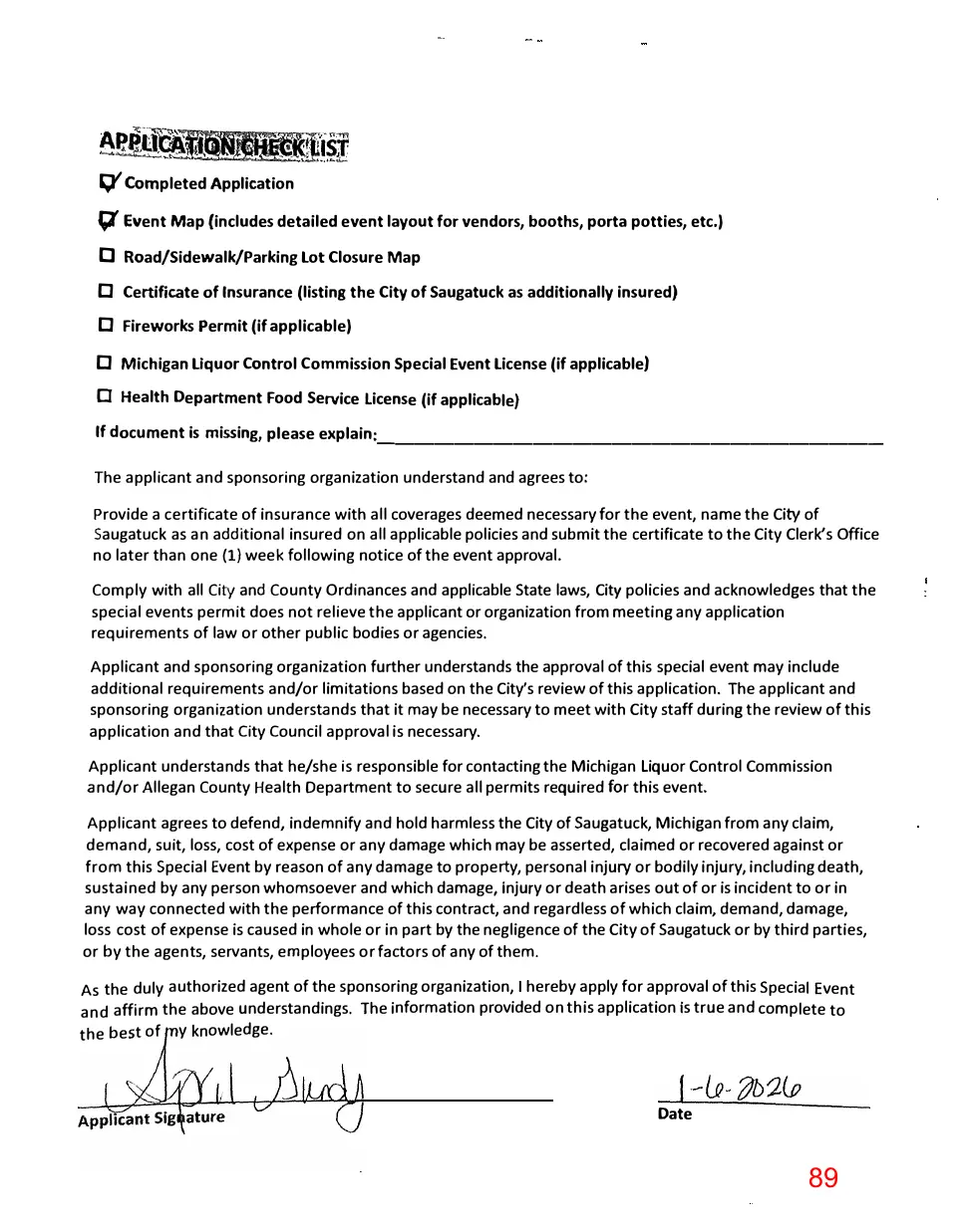 Page 89 of the packet; its text follows