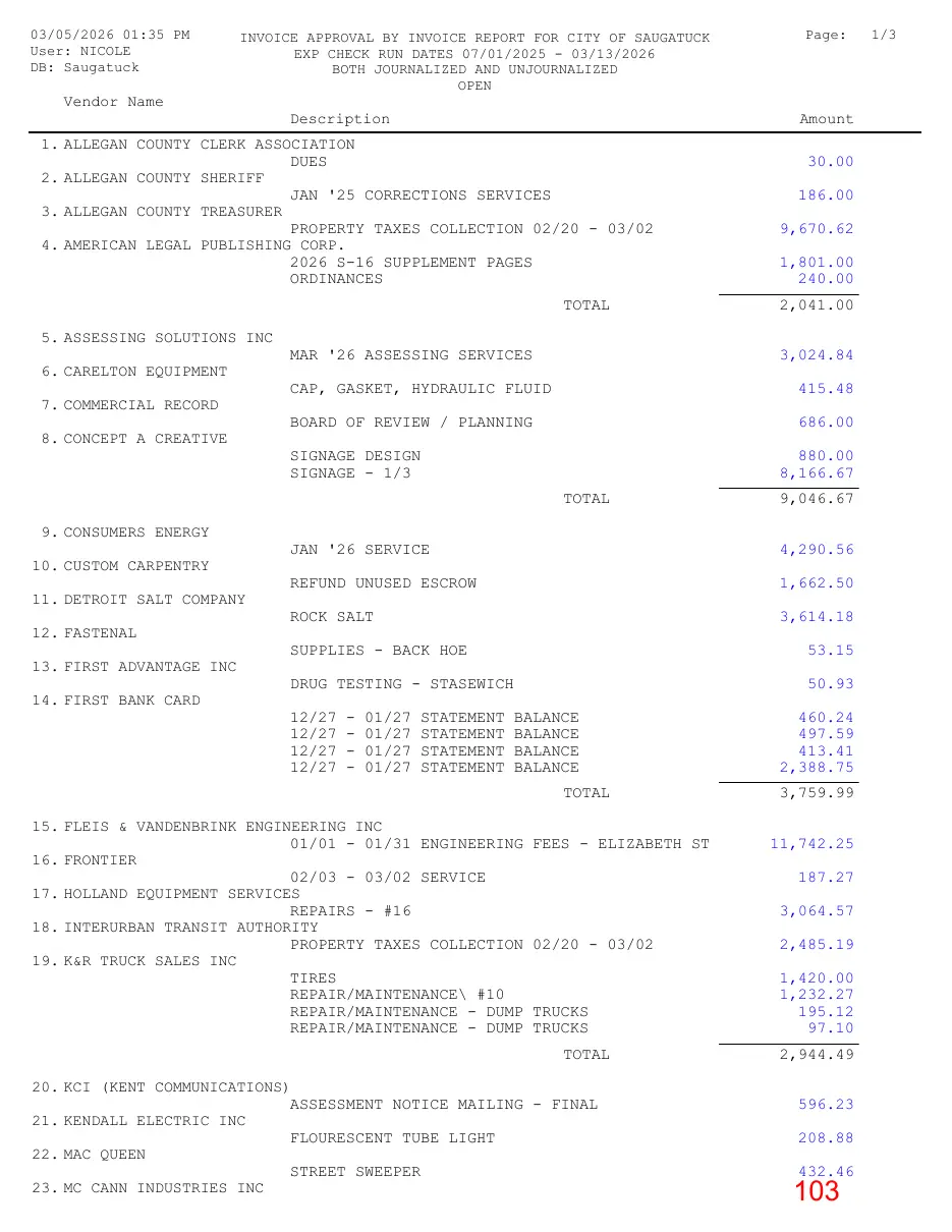 Page 103 of the packet; its text follows