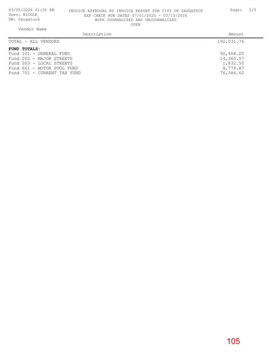 Page 105 of the packet; its text follows