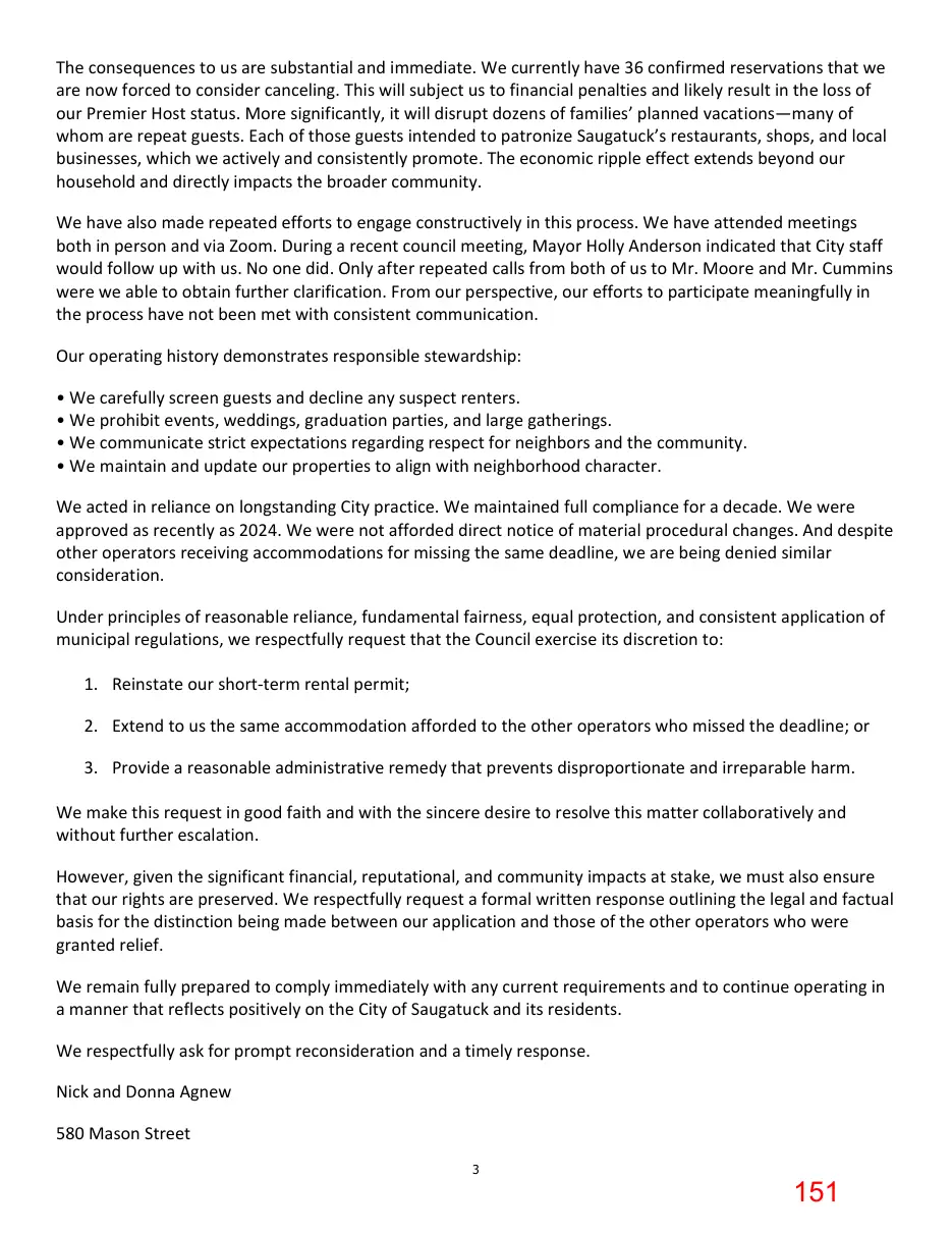 Page 151 of the packet; its text follows