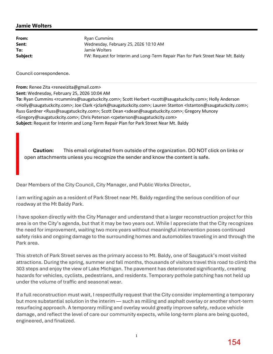 Page 154 of the packet; its text follows