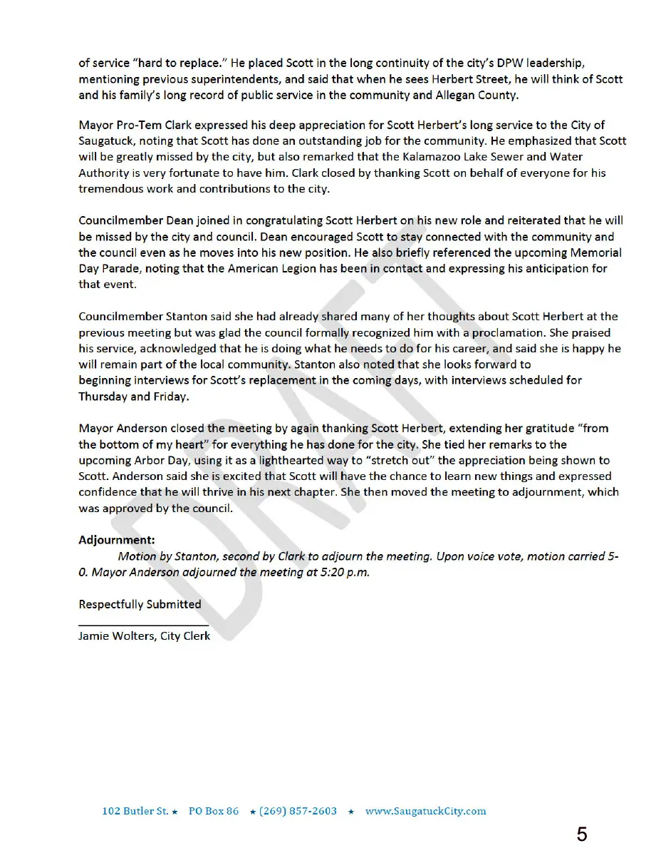 Page 5 of the packet, a scanned page