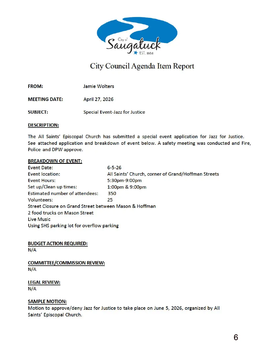 Page 6 of the packet, a scanned page
