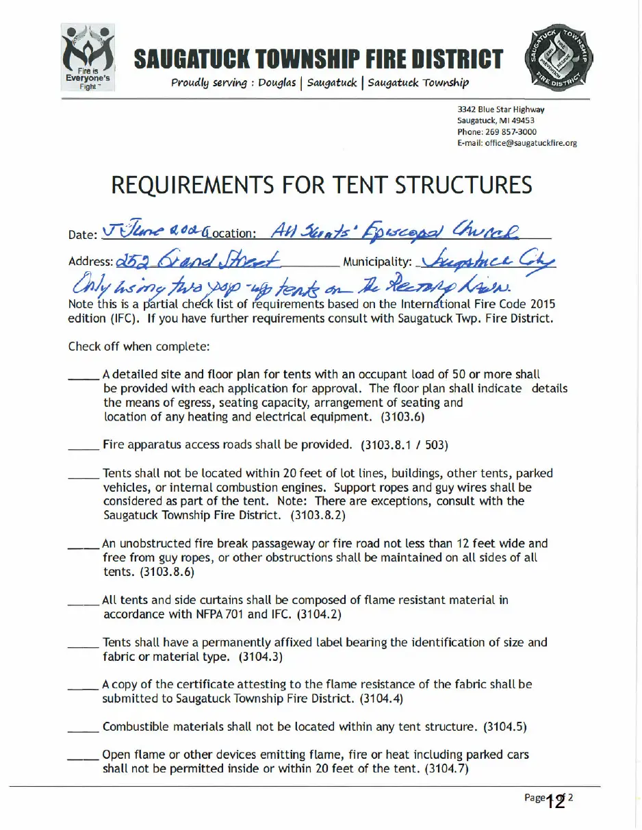 Page 12 of the packet, a scanned page
