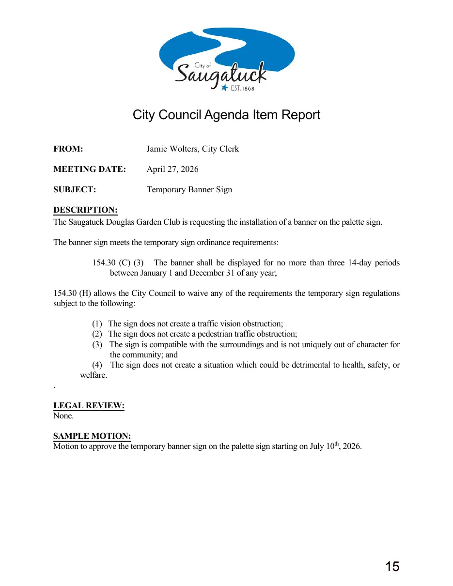 Page 15 of the packet; its text follows