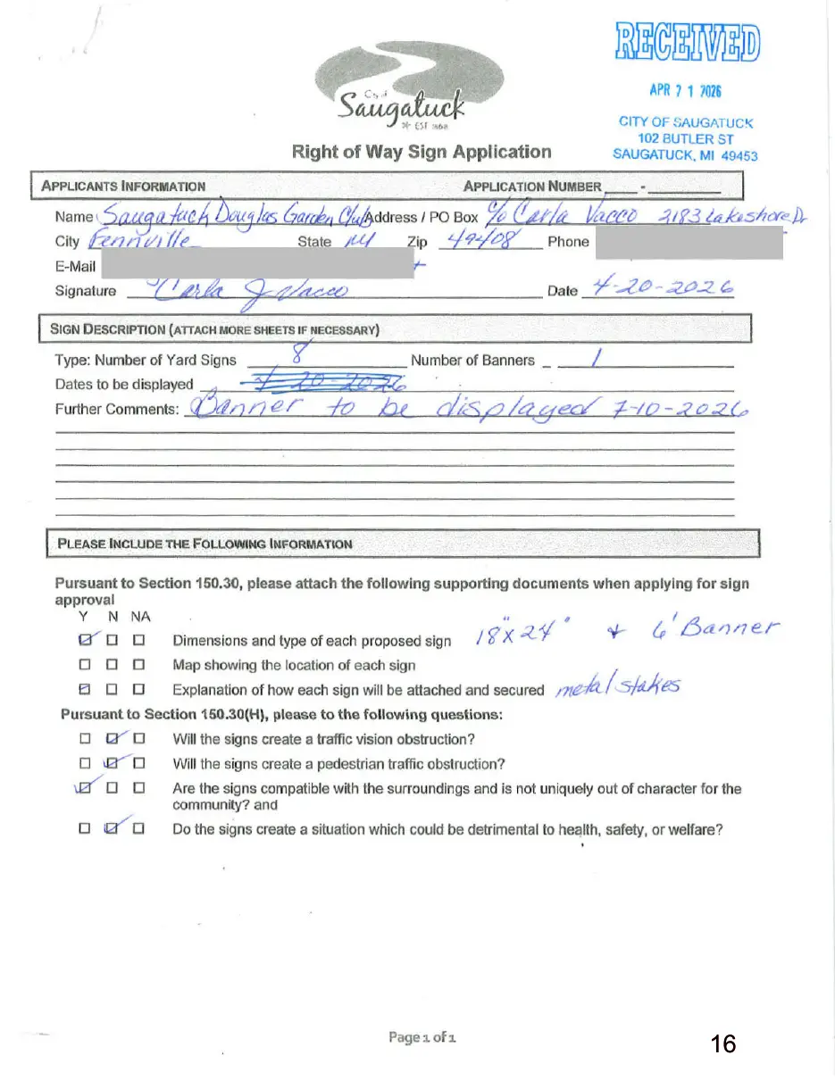 Page 16 of the packet, a scanned page
