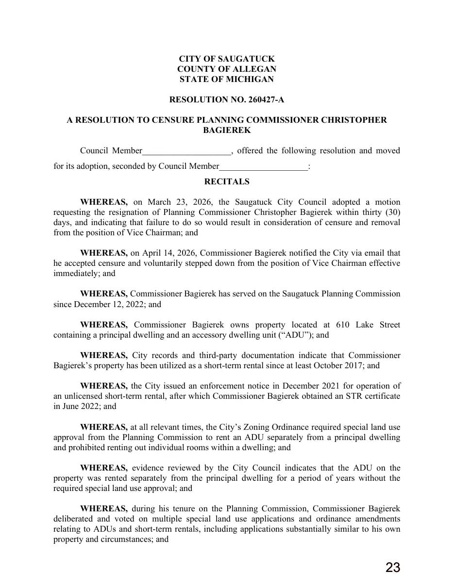 Page 23 of the packet; its text follows