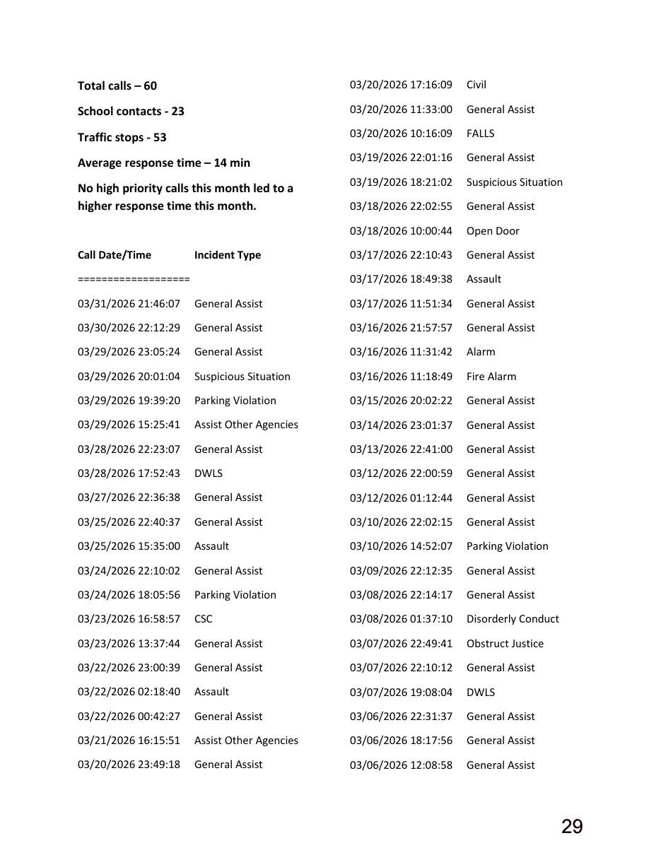 Page 29 of the packet; its text follows