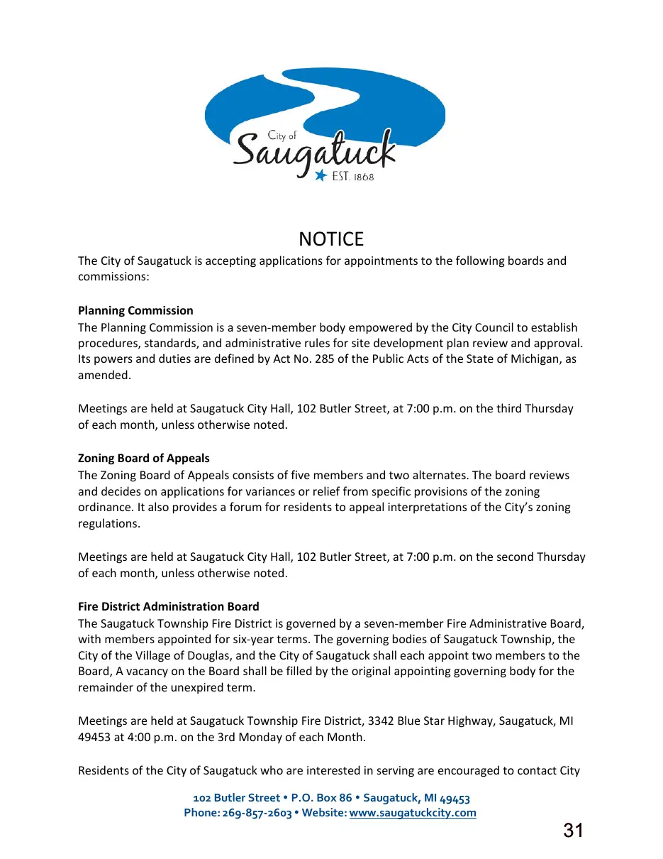 Page 31 of the packet; its text follows
