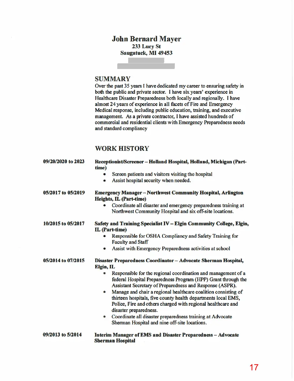 Page 17 of the packet, a scanned page