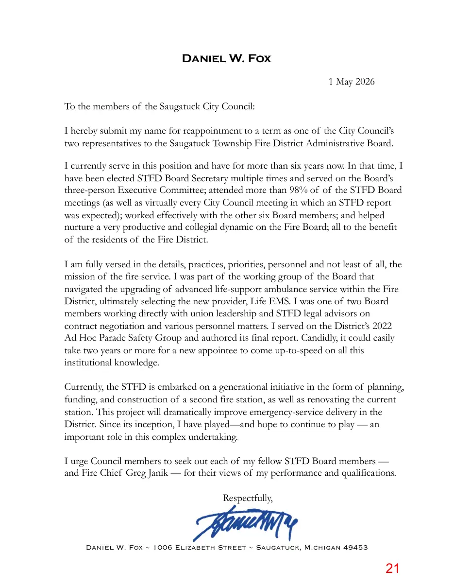 Page 21 of the packet; its text follows