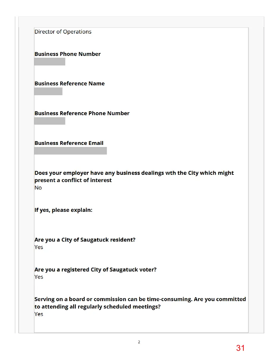 Page 31 of the packet, a scanned page