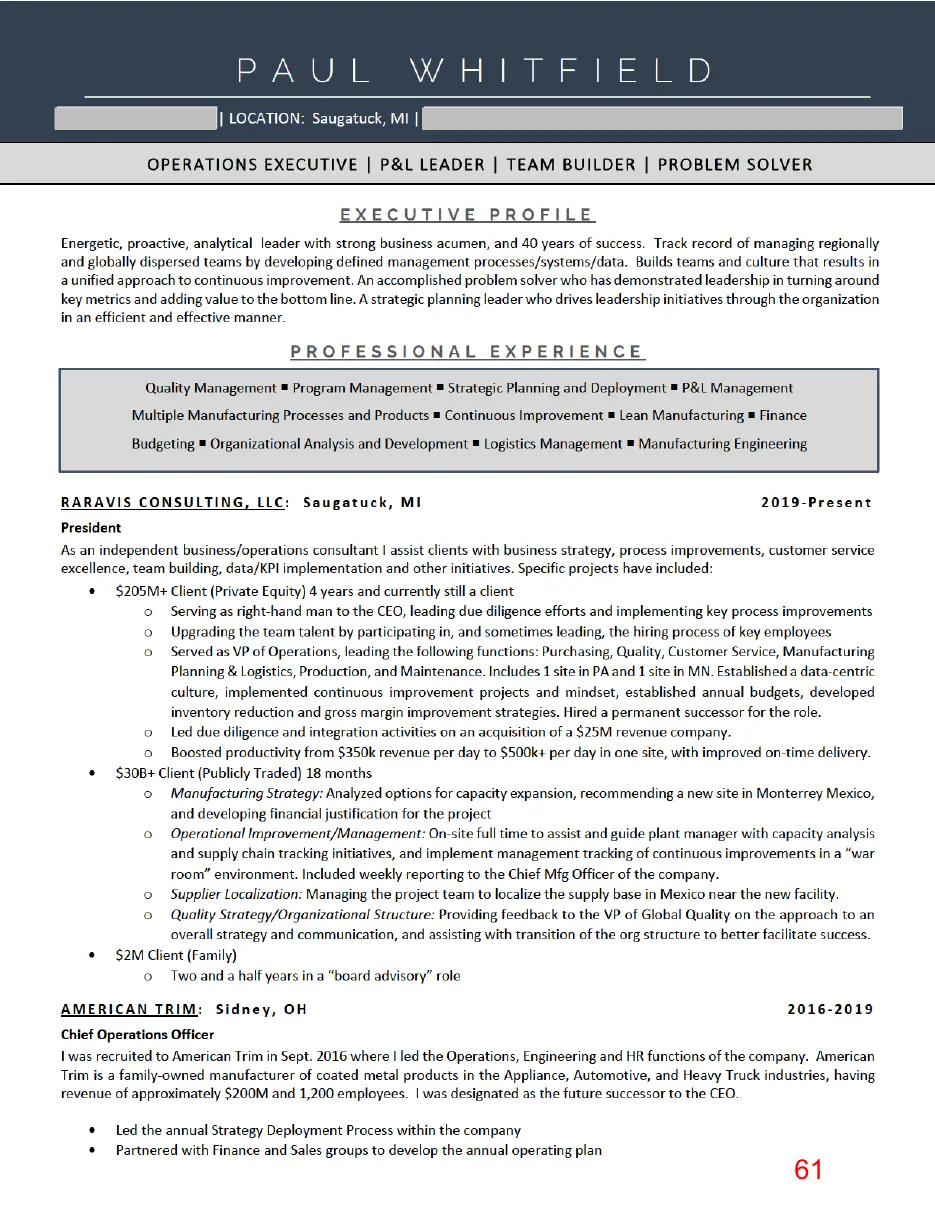 Page 61 of the packet, a scanned page