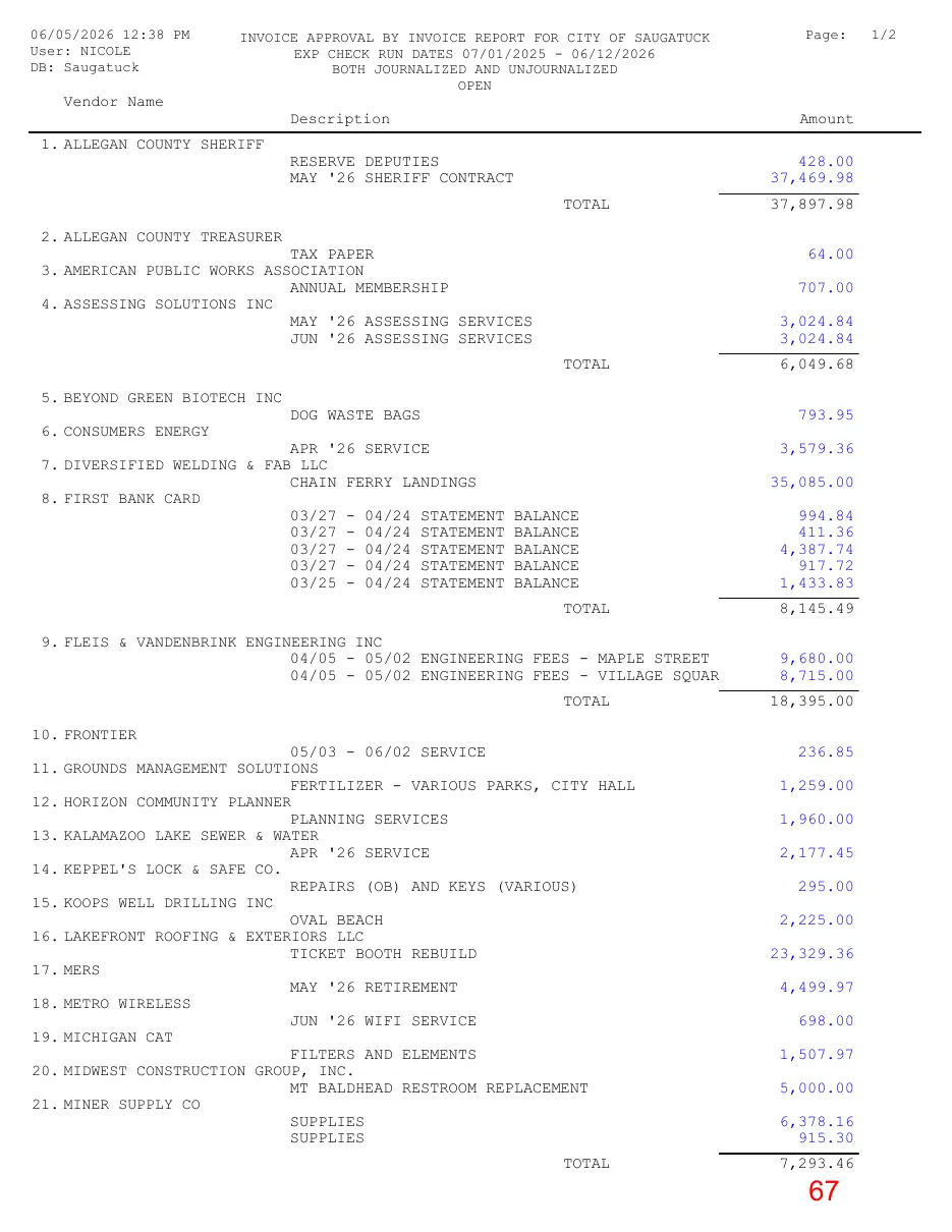 Page 67 of the packet; its text follows