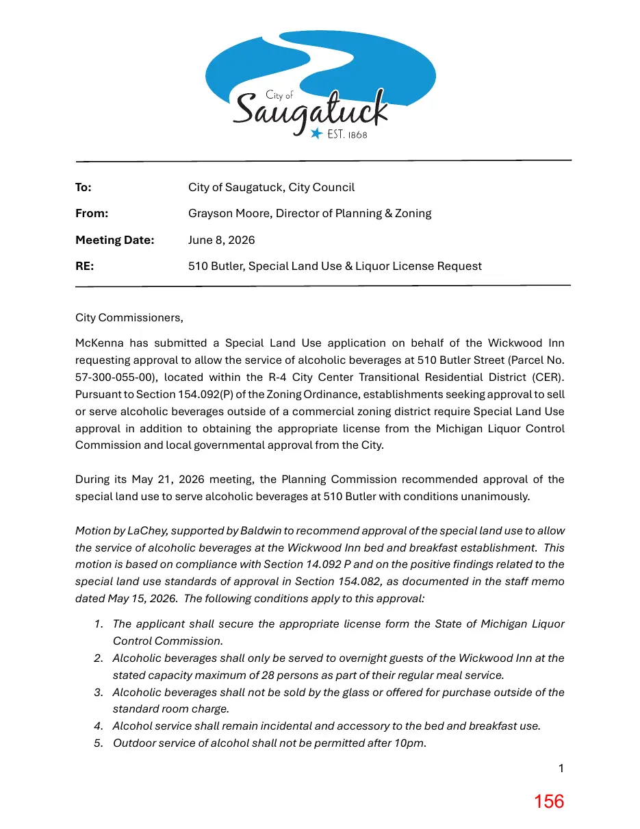 Page 156 of the packet; its text follows