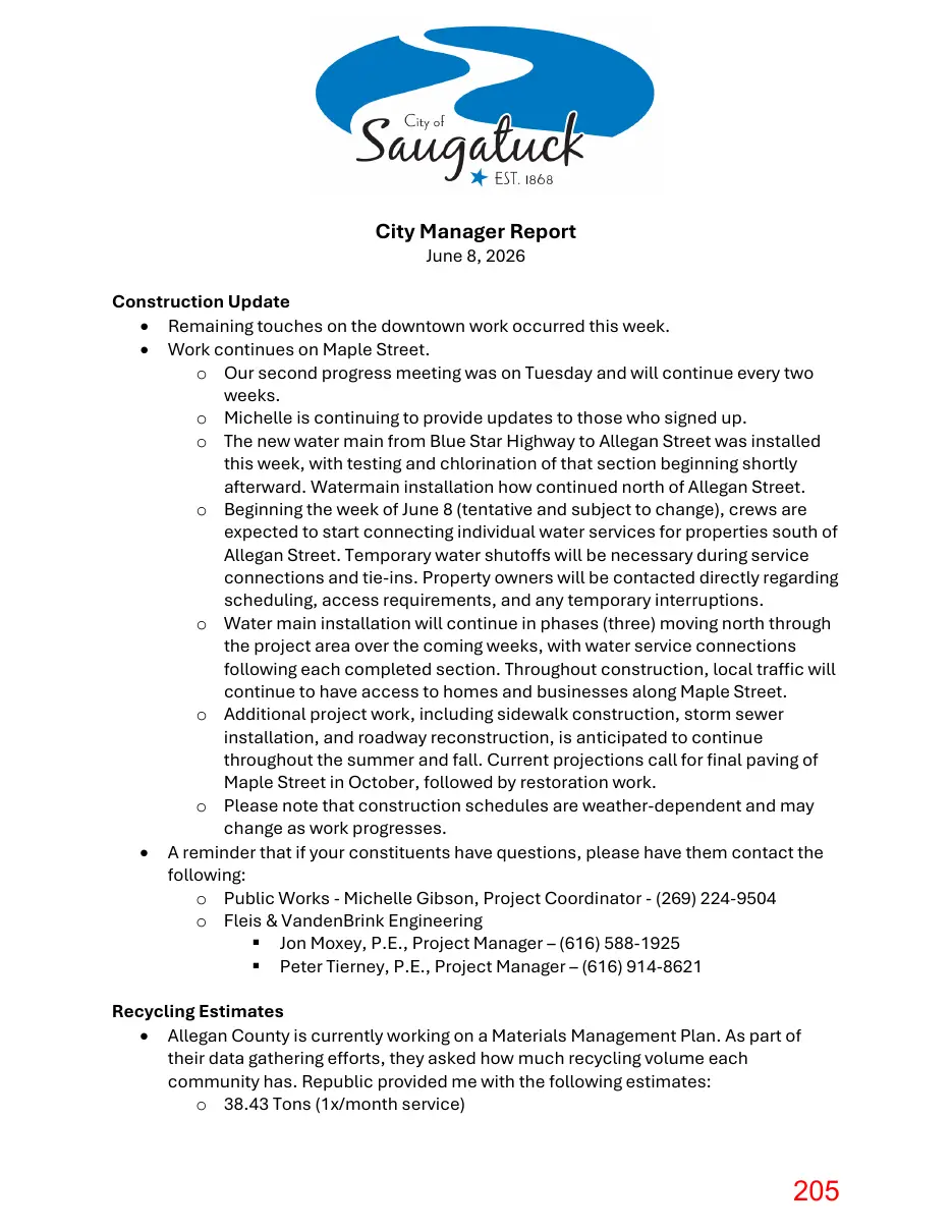 Page 205 of the packet; its text follows