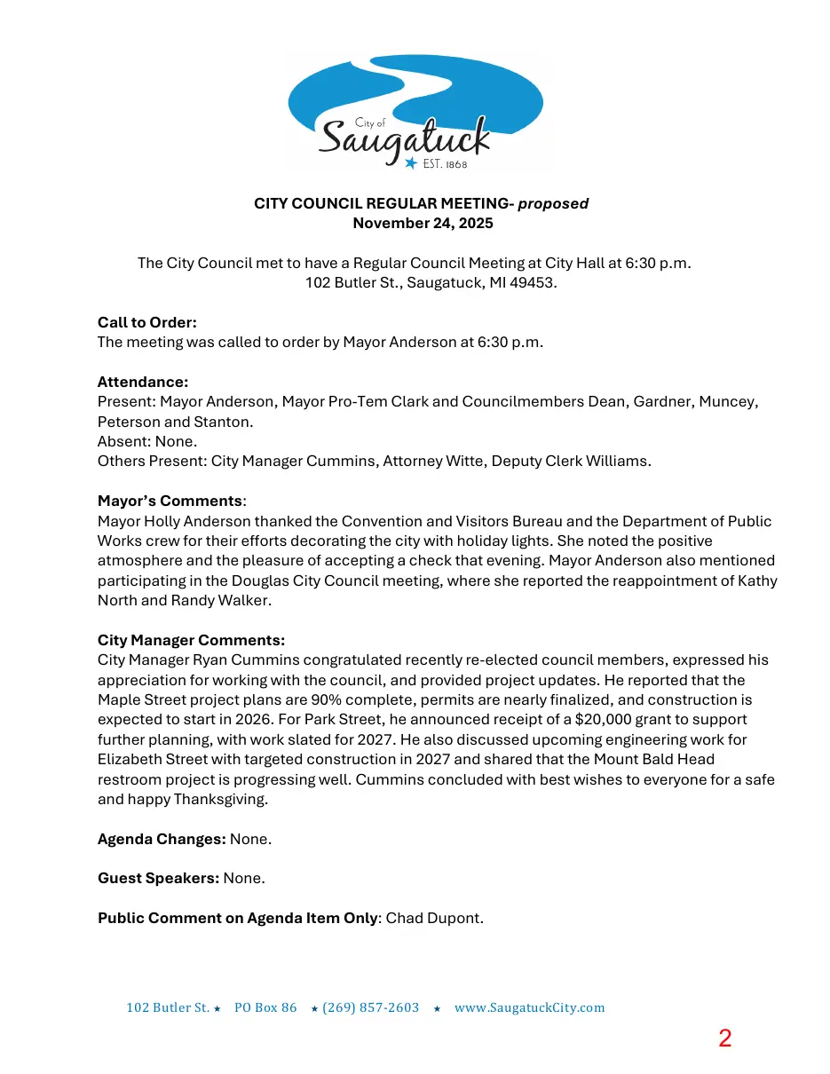 Page 2 of the packet; its text follows