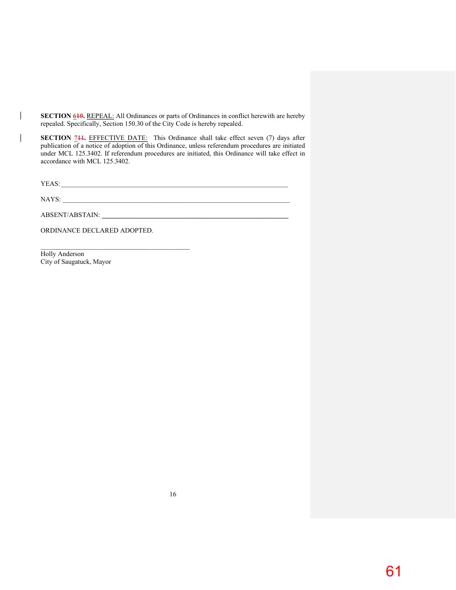 Page 61 of the packet; its text follows