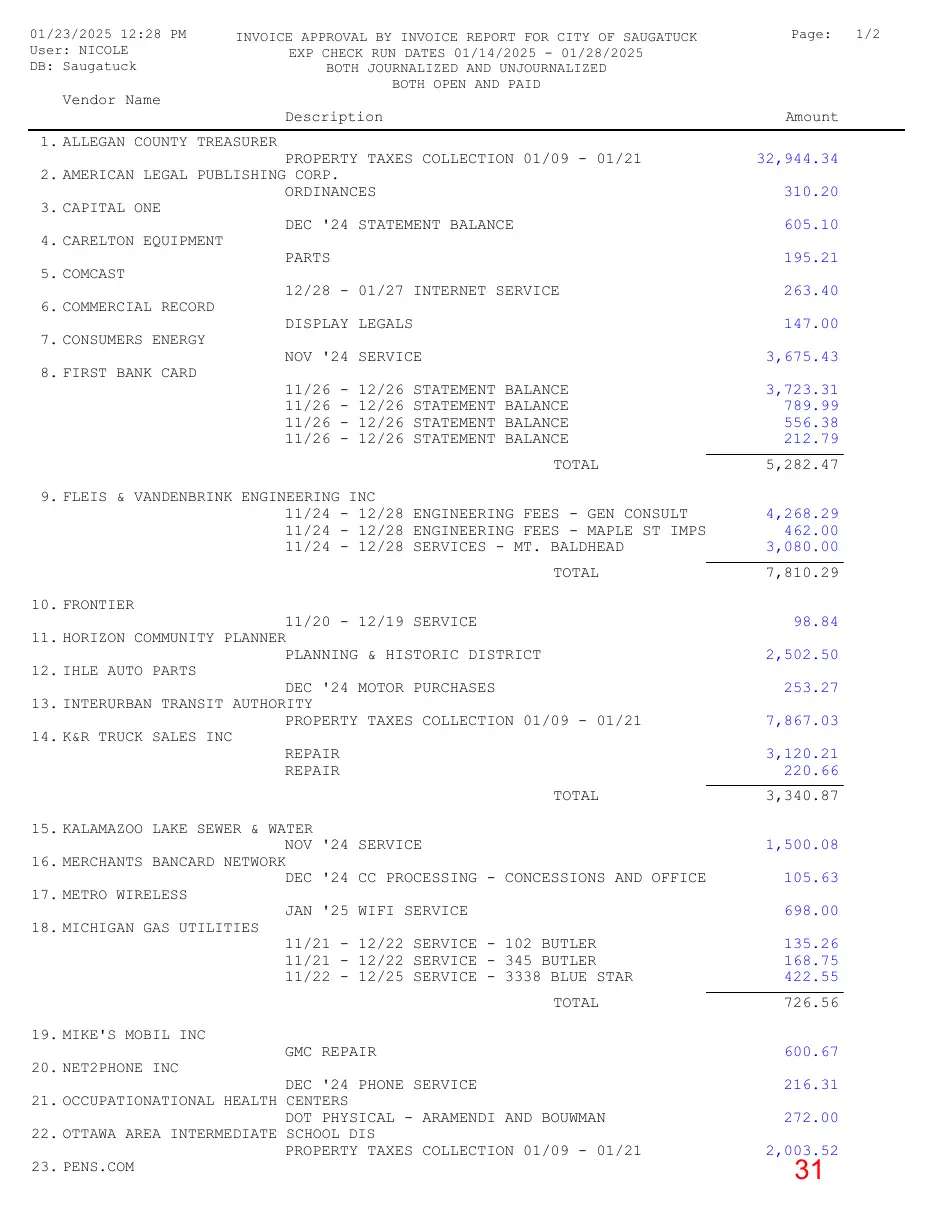 Page 31 of the packet; its text follows
