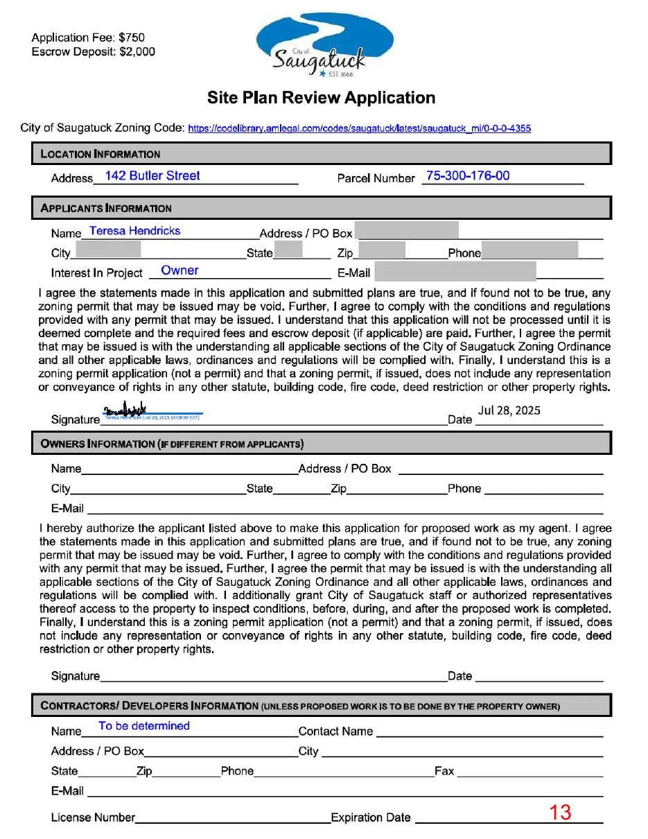 Page 13 of the packet, a scanned page
