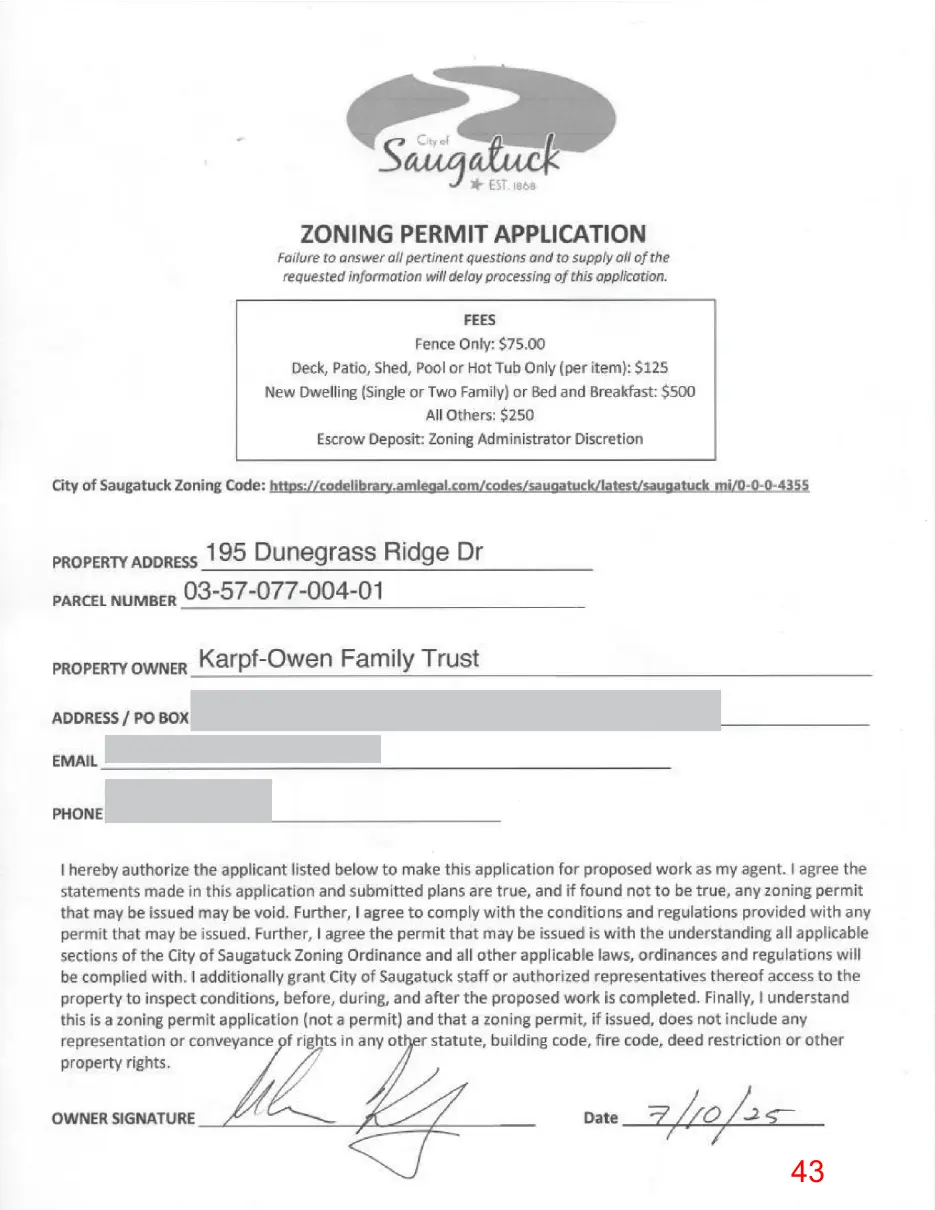 Page 43 of the packet, a scanned page