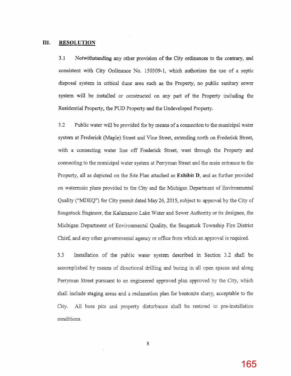 Page 165 of the packet; its text follows