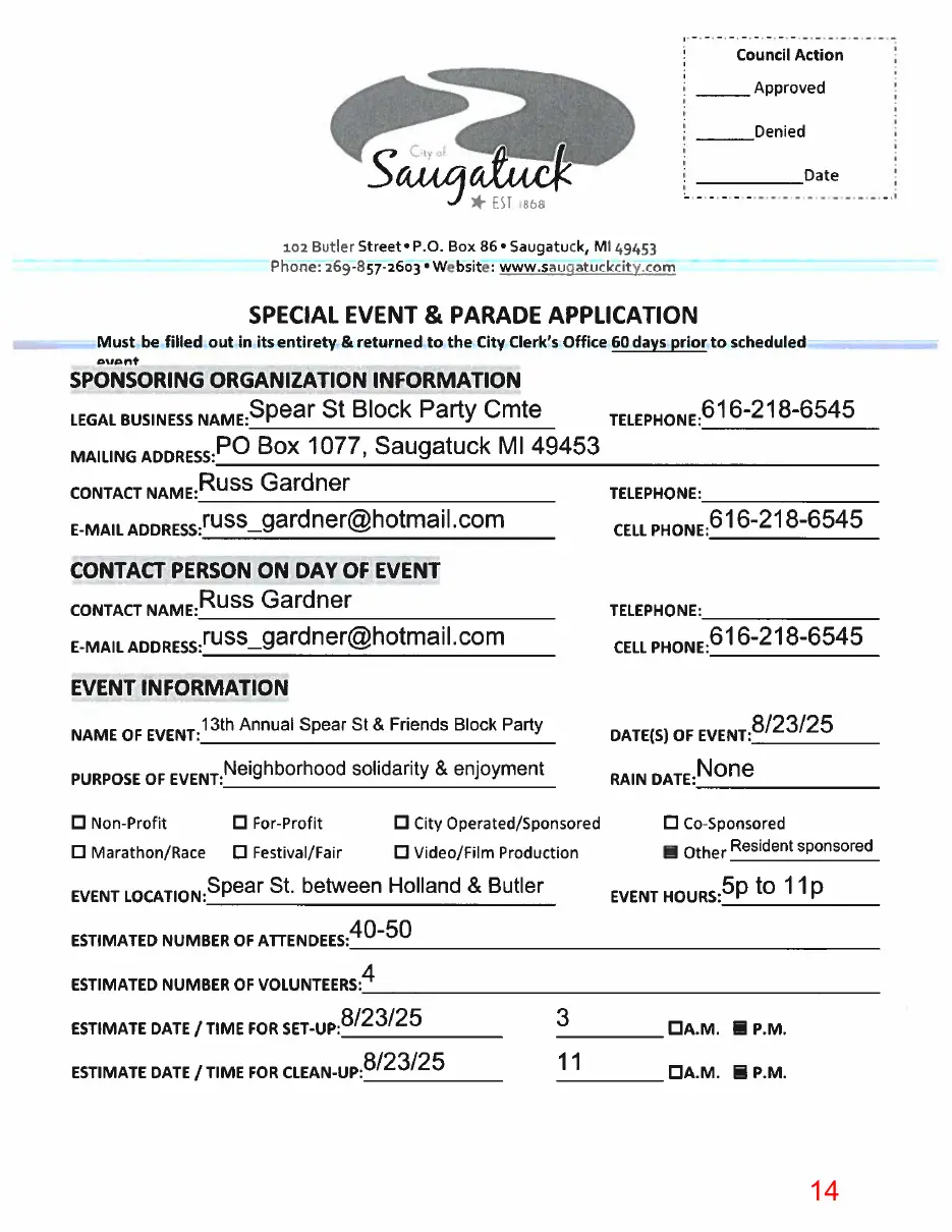 Page 14 of the packet, a scanned page