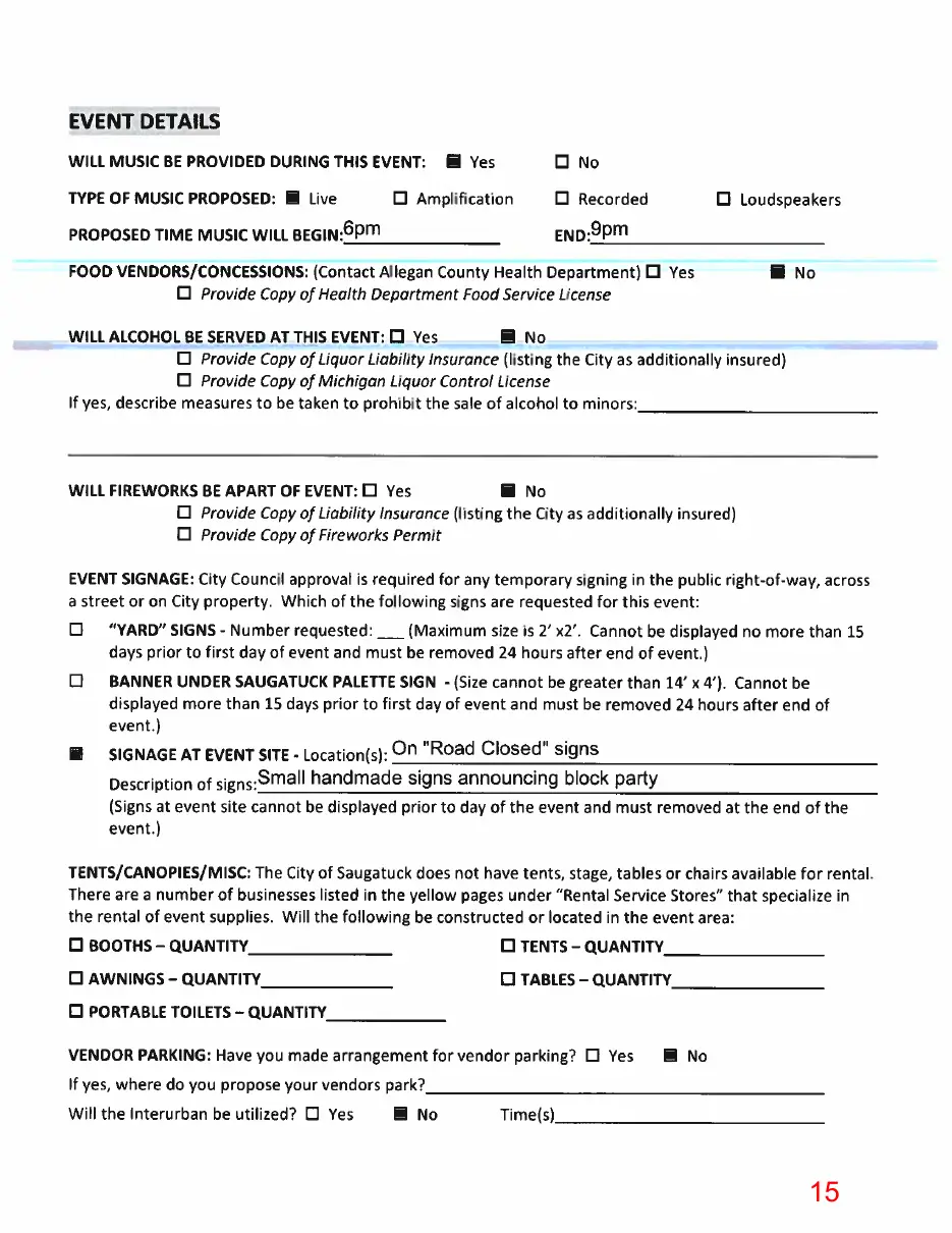 Page 15 of the packet, a scanned page
