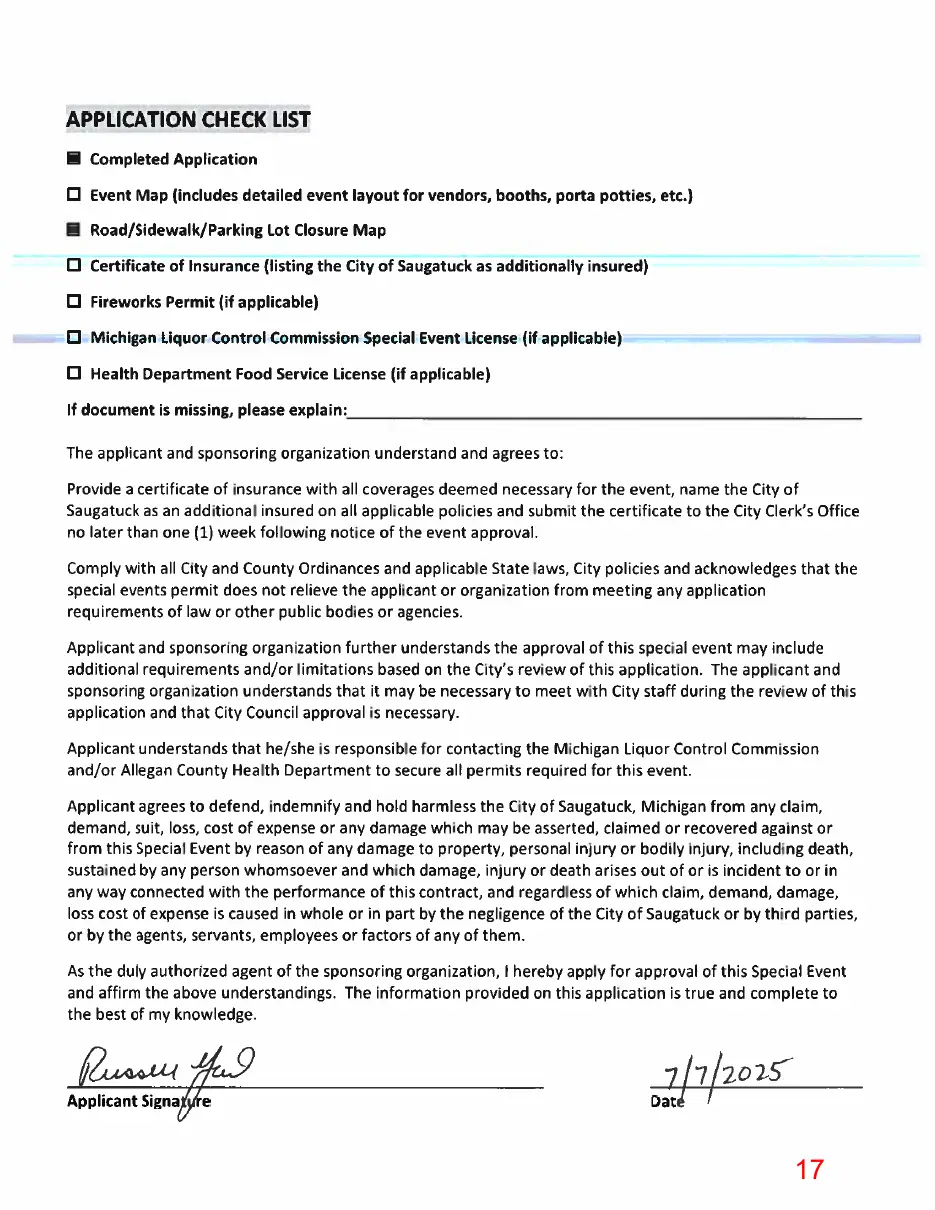 Page 17 of the packet, a scanned page