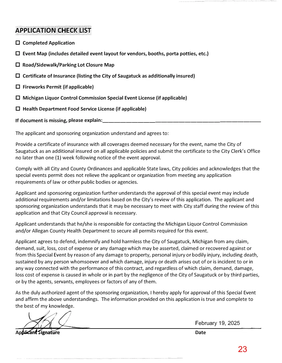 Page 23 of the packet; its text follows