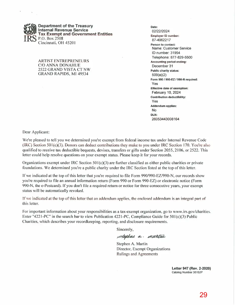 Page 29 of the packet, a scanned page
