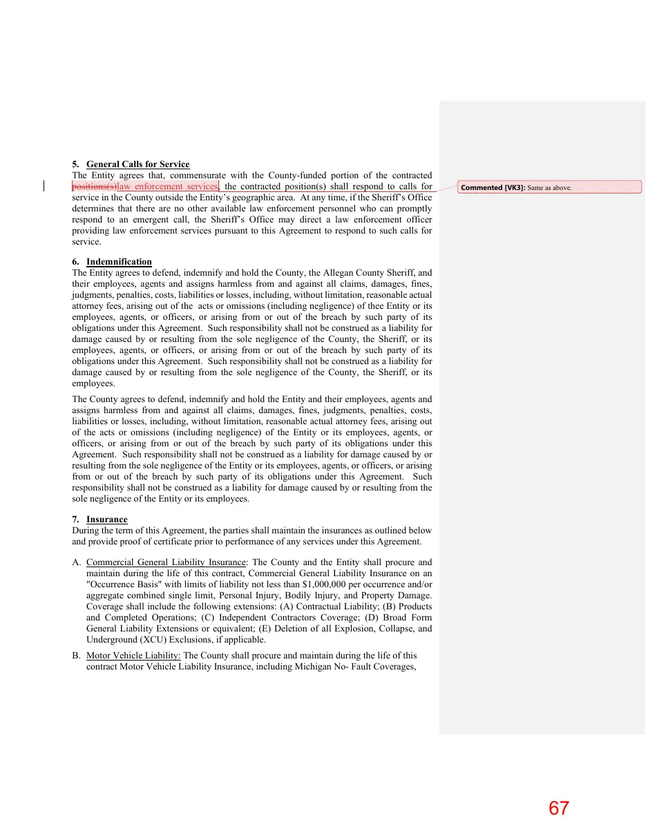 Page 67 of the packet; its text follows