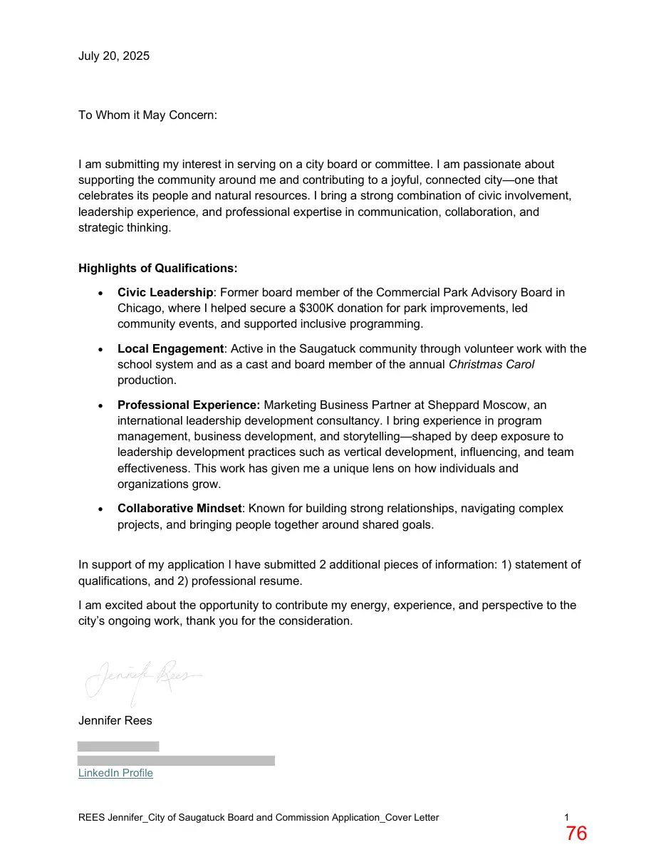 Page 76 of the packet; its text follows