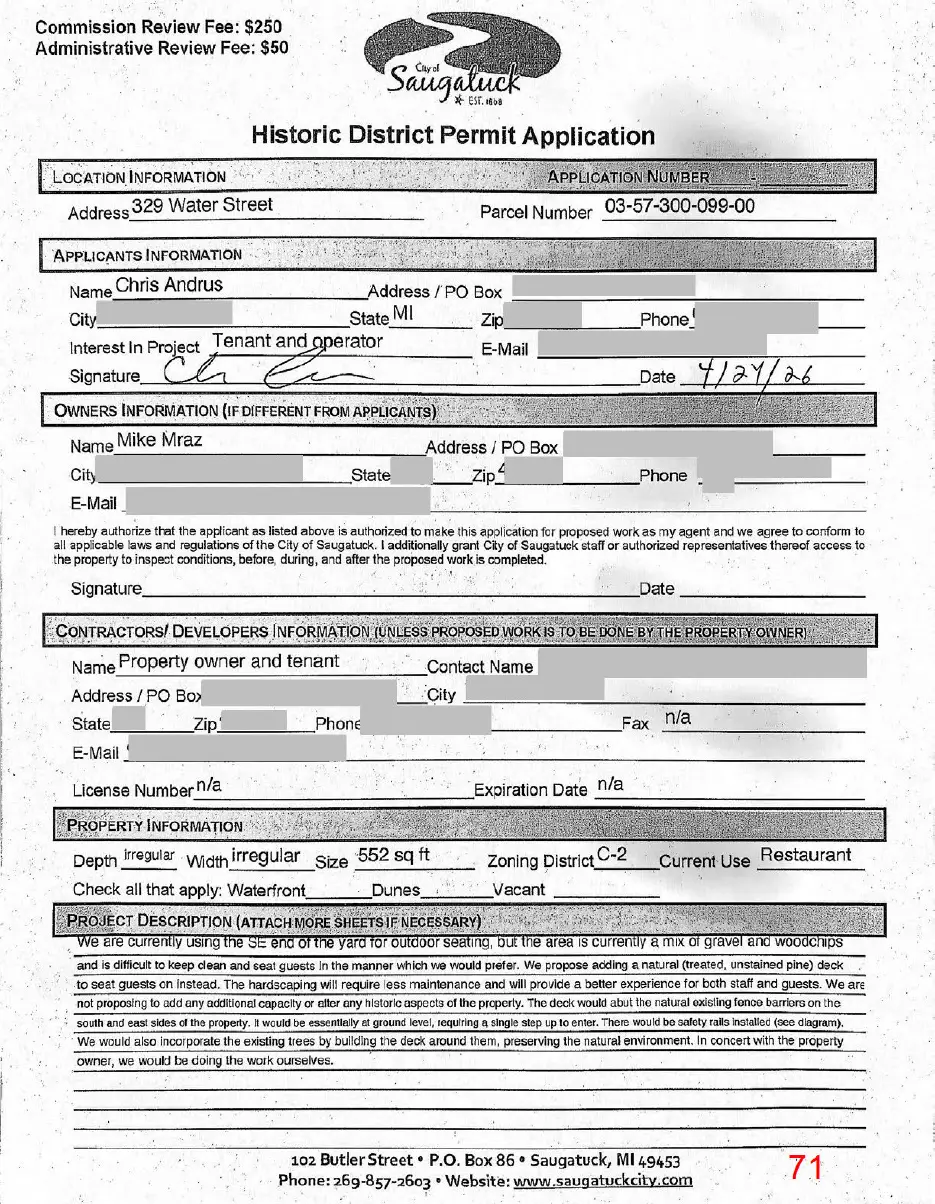 Page 71 of the packet, a scanned page