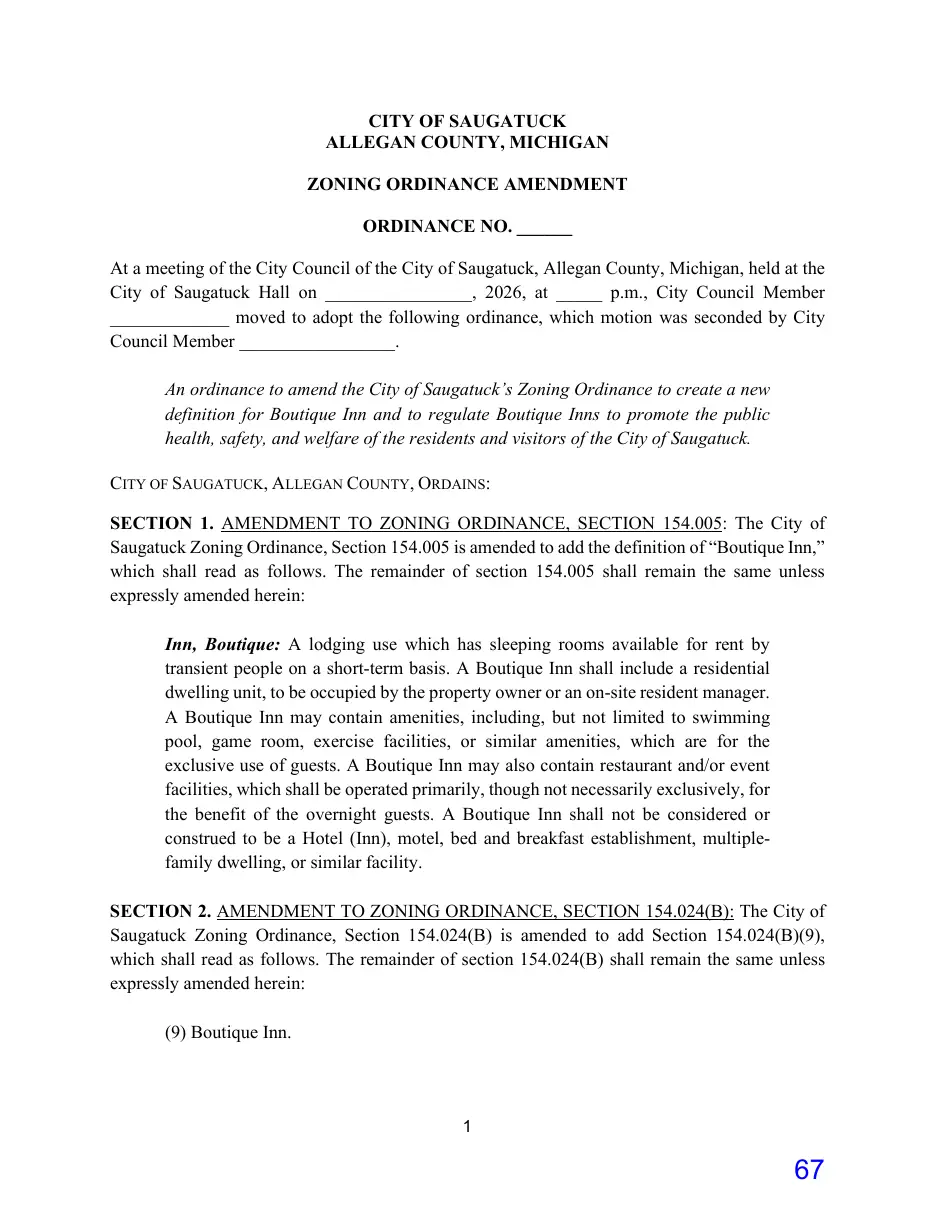 Page 67 of the packet; its text follows