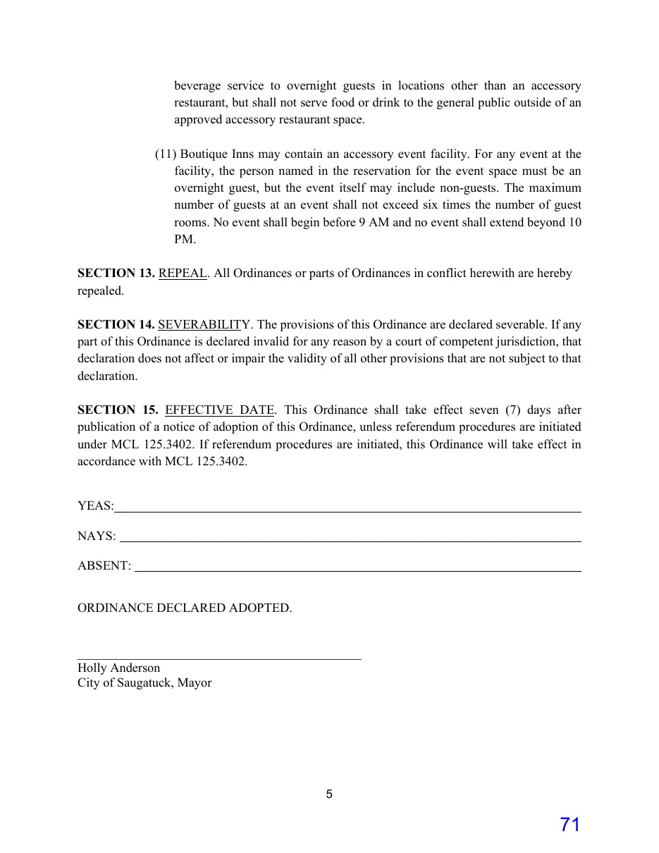 Page 71 of the packet; its text follows