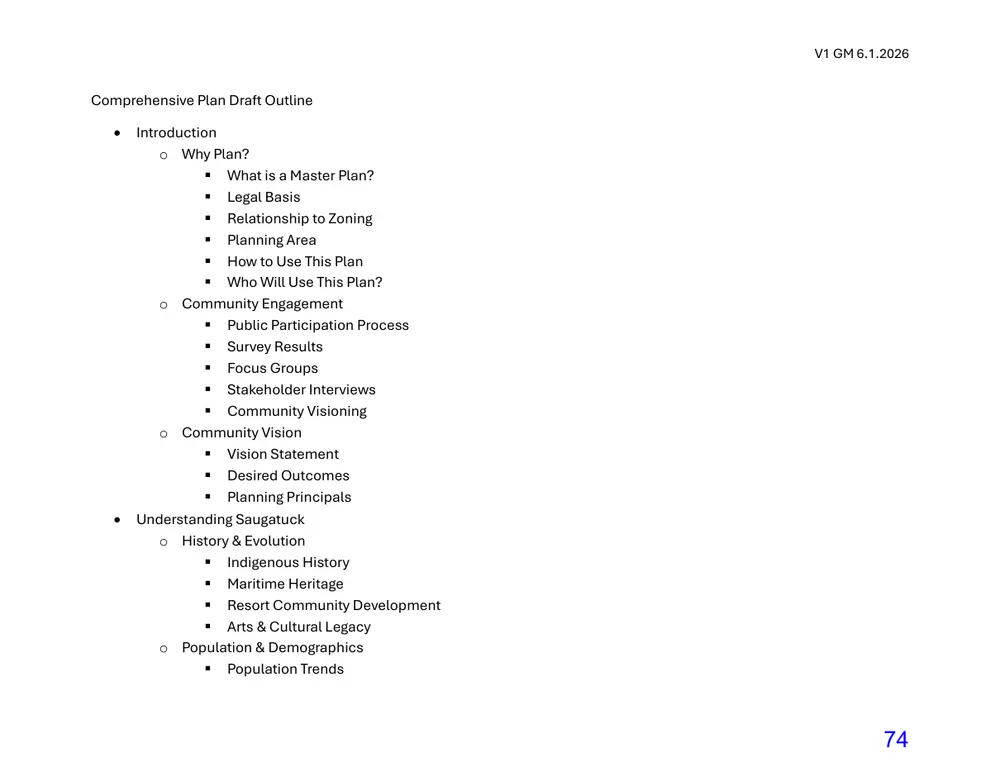 Page 74 of the packet; its text follows