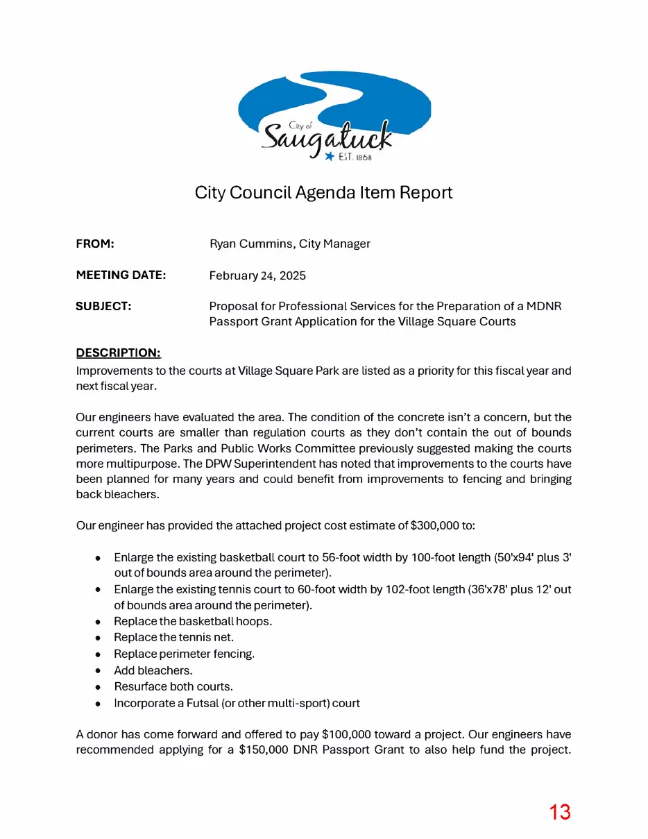 Page 13 of the packet; its text follows