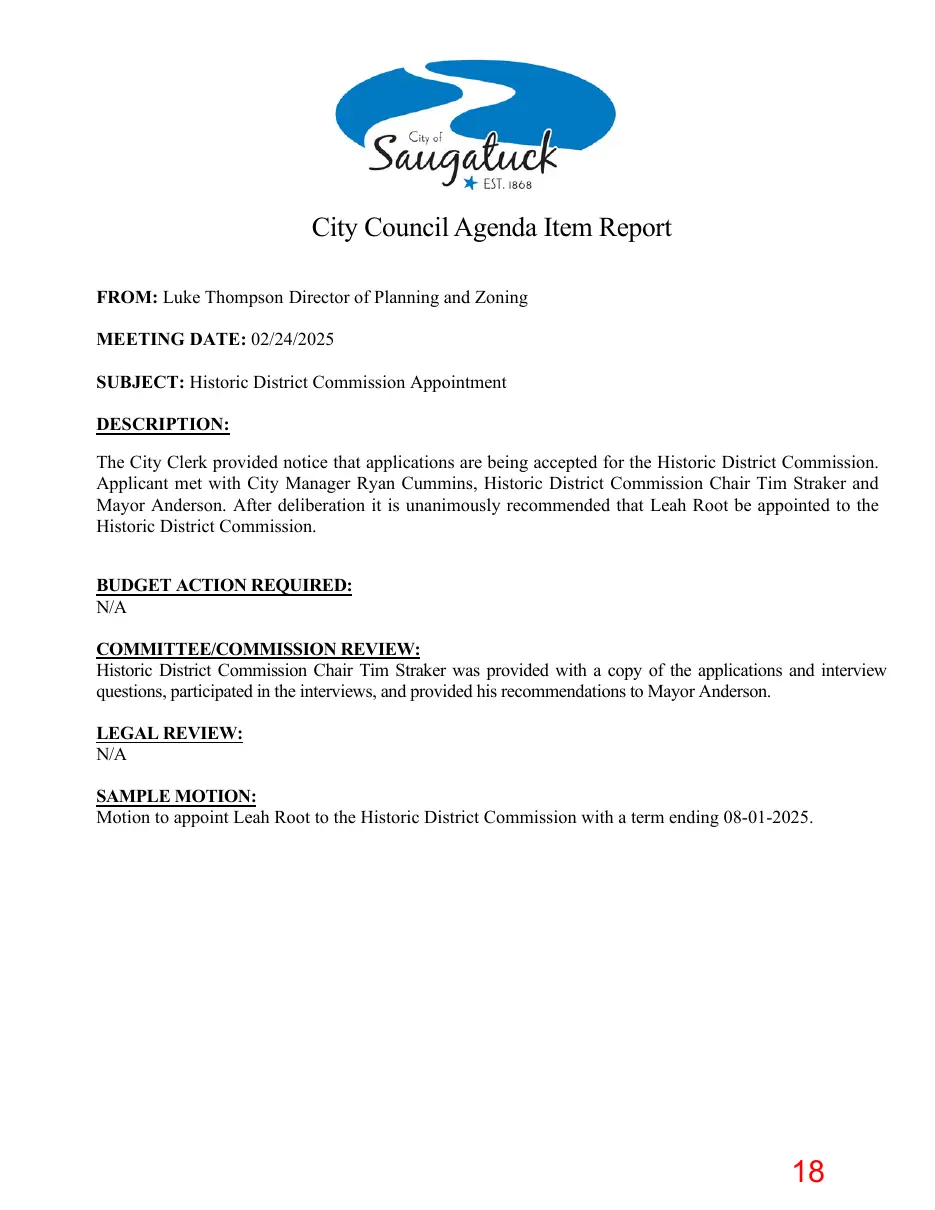 Page 18 of the packet; its text follows