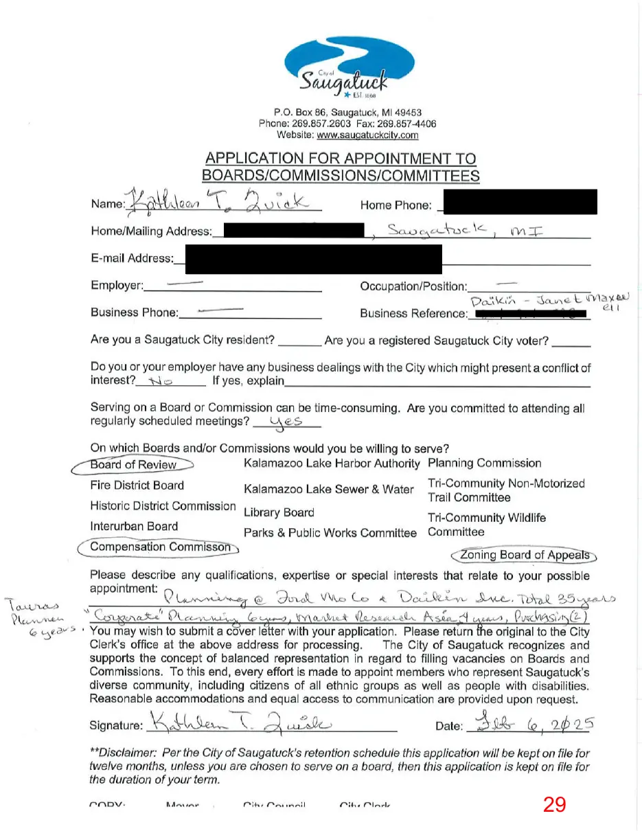 Page 29 of the packet, a scanned page
