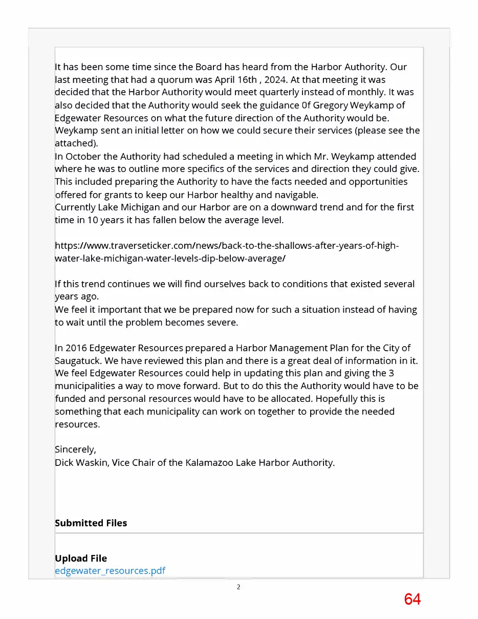 Page 64 of the packet; its text follows