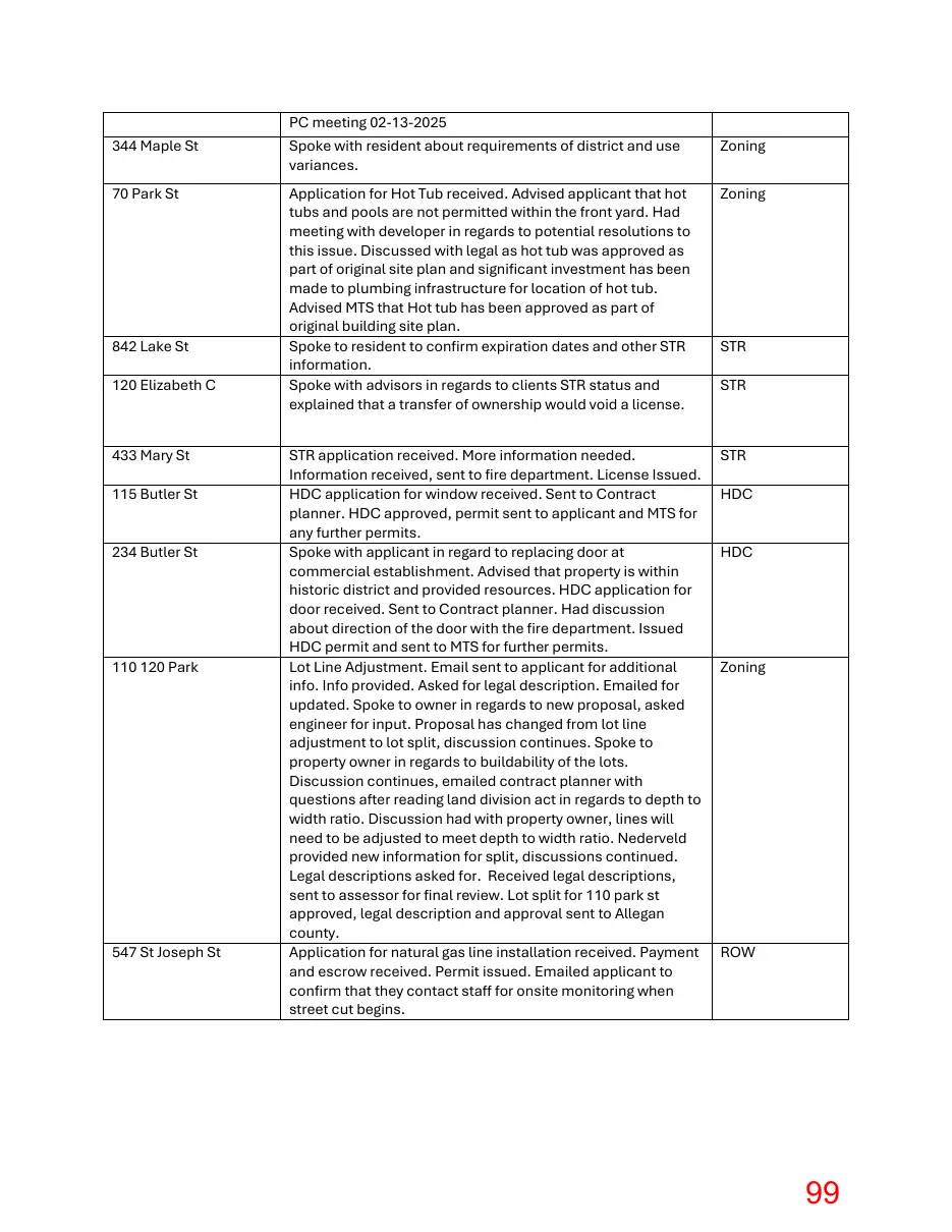 Page 99 of the packet; its text follows