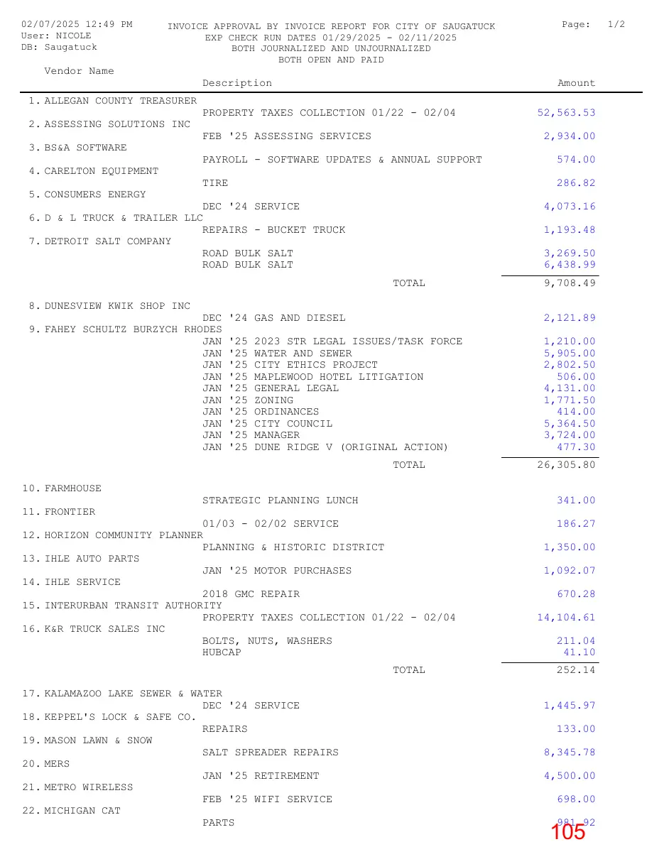 Page 105 of the packet; its text follows
