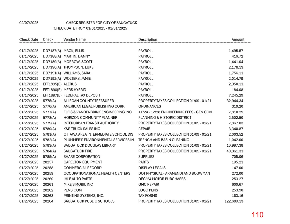 Page 110 of the packet; its text follows