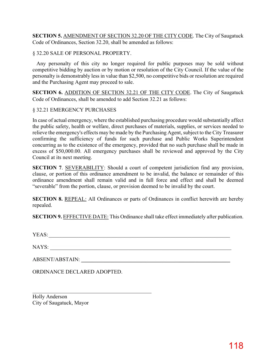 Page 118 of the packet; its text follows