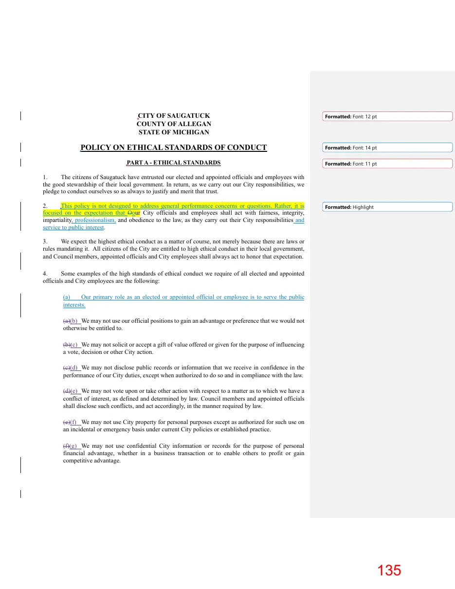 Page 135 of the packet; its text follows