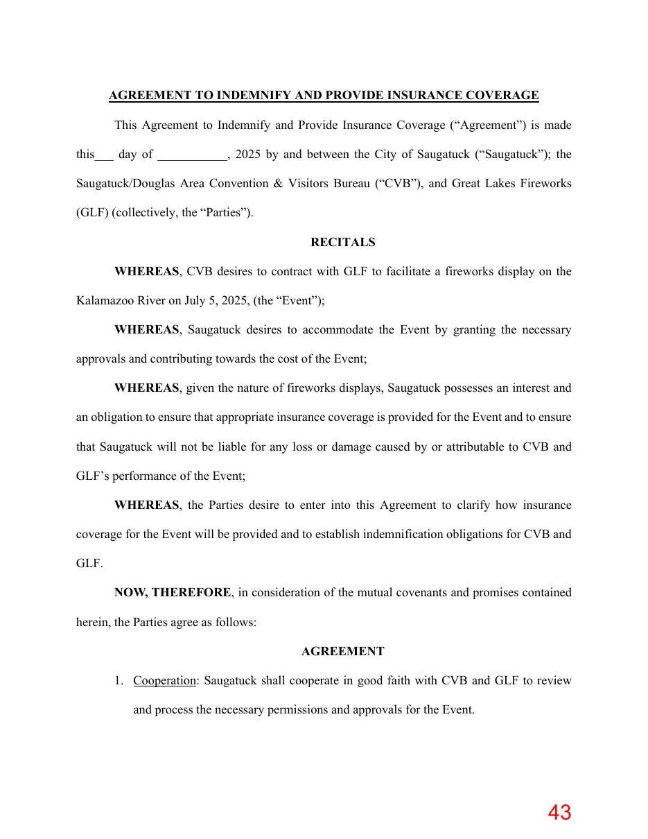 Page 43 of the packet; its text follows